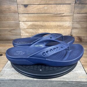 Crocs Mens Size US 11 Baya II Comfort Flip Flop Navy Blue Thong Sandals